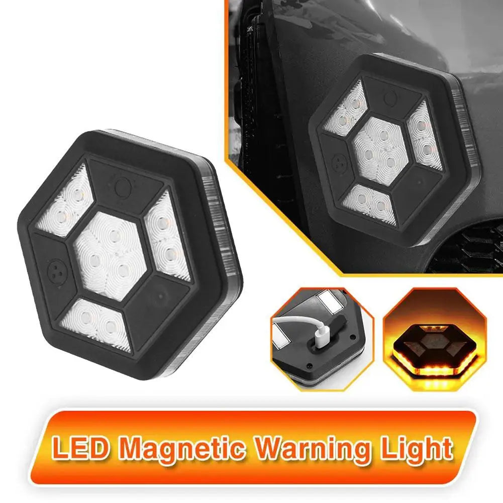 Feu de Signalisation Rotatif LED Magnétique Rechargeable - Lumière de Sécurité pour Voiture, Jaune et Blanche BLACKBEARD OUTDOOR INDUSTRIES