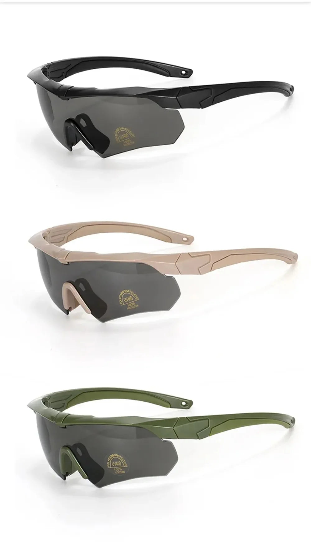 Lunettes Tactiques Militaires 3 Verres HD – Anti-UV, Anti-Choc, Airsoft, Moto, Randonnée - BLACKBEARD OUTDOOR INDUSTRIES