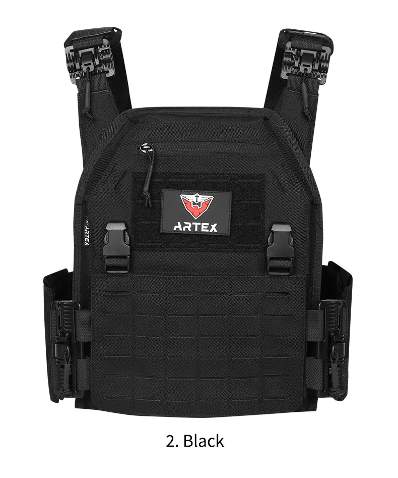 Gilet Tactique ARTEX - Gilet de Combat Léger à Libération Rapide - Porte-Plates 1000D en Polyester avec Système MOLLE - Chaleco Tactico - Gilet Militaire BLACKBEARD OUTDOOR INDUSTRIES