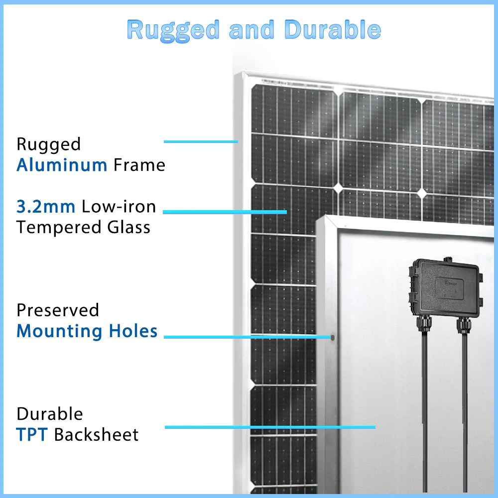Panneau Solaire Rigide 100W Monocristallin 18V pour Batterie 12V/24V – JINGYANGPV - BLACKBEARD OUTDOOR INDUSTRIES