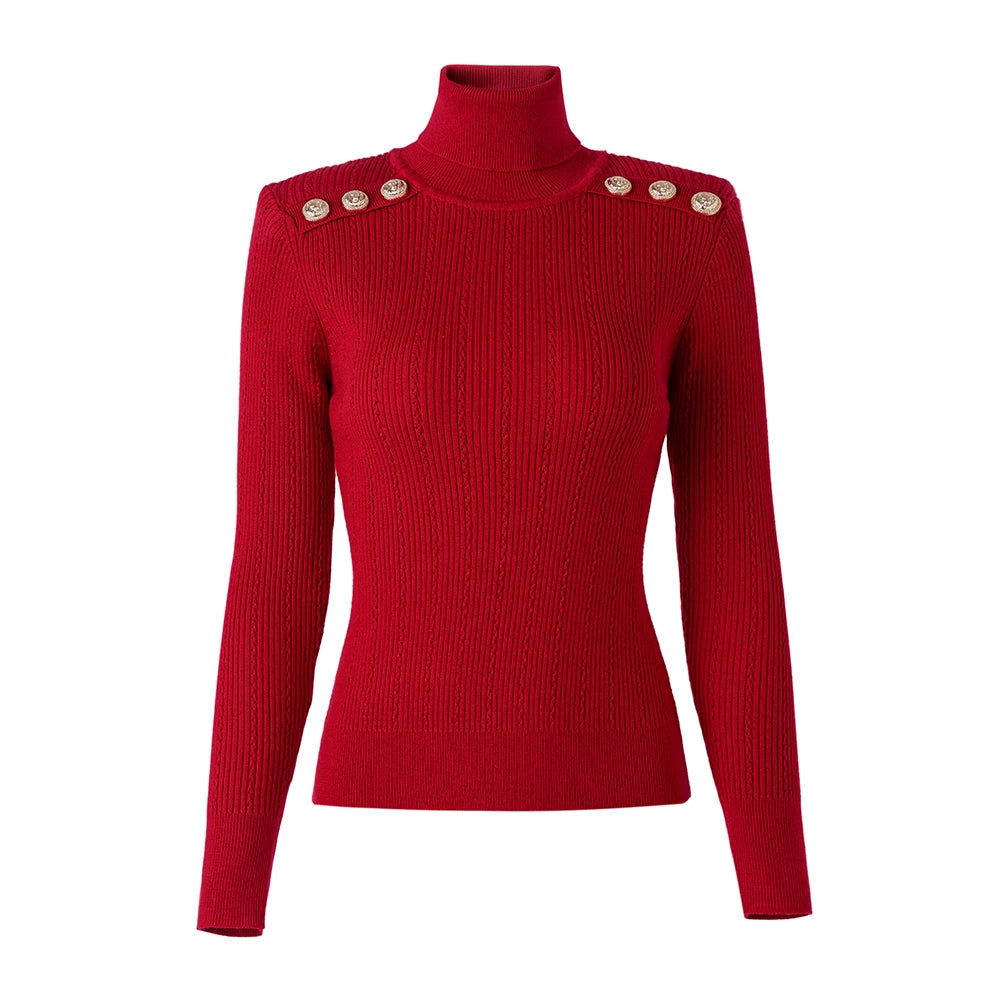 Pull en Laine Mélangée à Col Roulé Femme - Vert Armée, Épaules Padding, Casual, Tricoté pour l'Hiver BLACKBEARD OUTDOOR INDUSTRIES