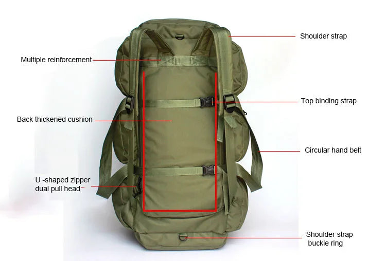 Sac à Dos Super Grand Volume 100L - Imperméable - Camping, Randonnée, Voyage - Unisexe - BLACKBEARD OUTDOOR INDUSTRIES