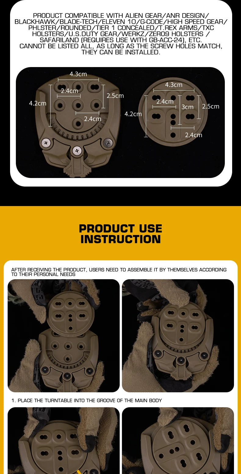 Adaptateur de Base Nylon 360° pour Support de Rotation MOLLE BLACKBEARD OUTDOOR INDUSTRIES
