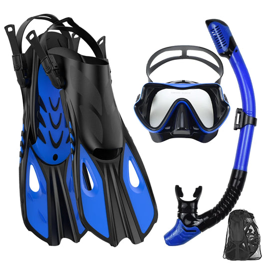 Set de Snorkeling 3-en-1 JoyMaySun – Masque Panoramique, Tuba Dry Top, Palmes Courtes et Sac de Transport - BLACKBEARD OUTDOOR INDUSTRIES