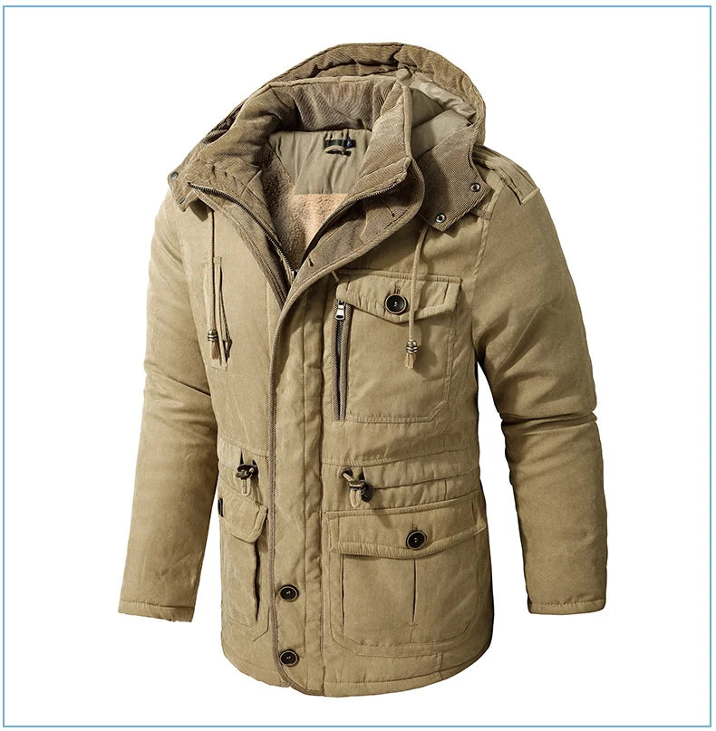 Parka Homme Hiver Chaude – LZLLTT Avec Capuche Amovible | Doublure Polaire | Multipoches | -30°C à +5°C - BLACKBEARD OUTDOOR INDUSTRIES