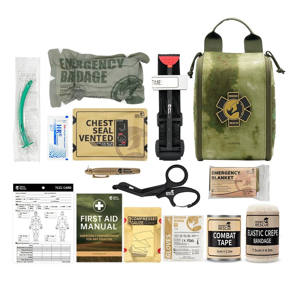 RHINO RESCUE - Housse de Tourniquet avec Tourniquet Métallique, Ciseaux et Support MOLLE pour Premiers Secours, Idéal pour Camping et Tactiques - BLACKBEARD OUTDOOR INDUSTRIES