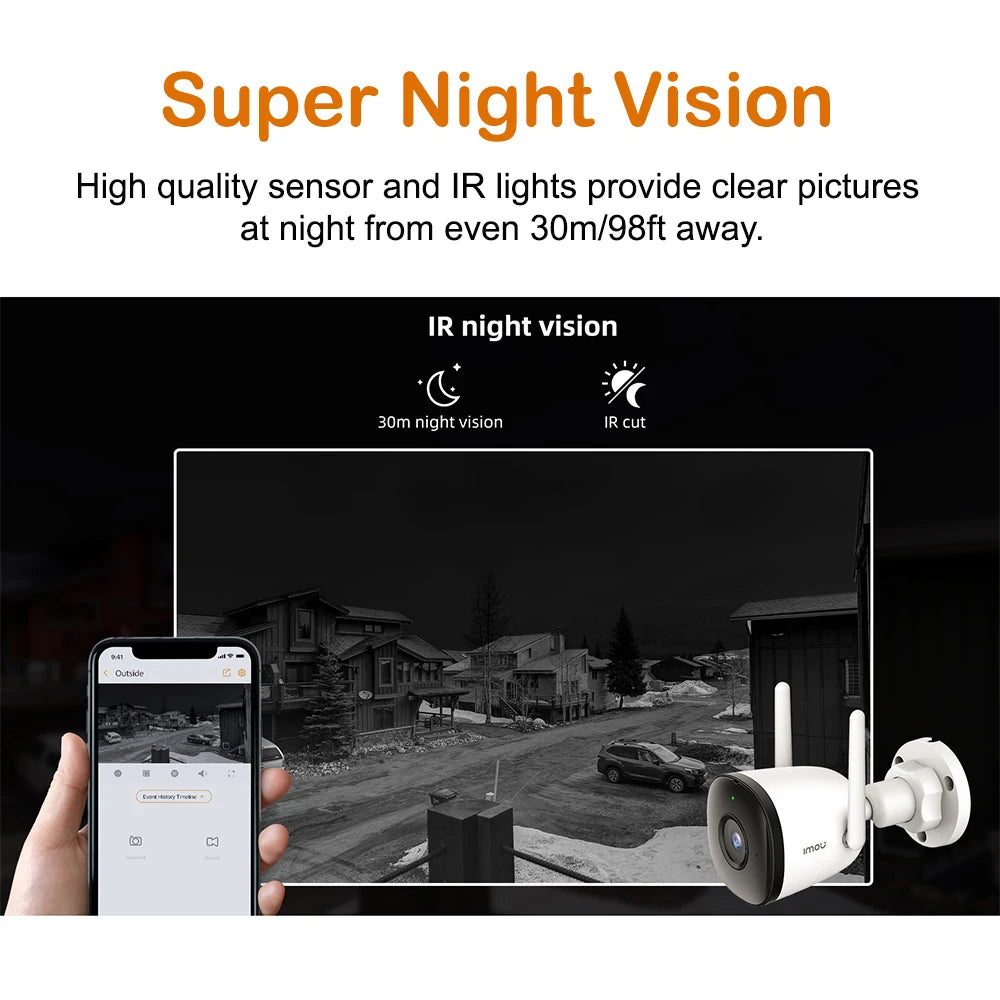 Lot de 3 Caméras IMOU Bullet 2C 4MP – Caméra WiFi Extérieure avec Détection Humaine IA, Vision Nocturne 30m & Étanchéité IP67 Ma boutique