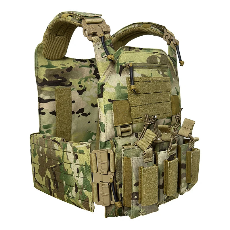 Gilet de Combat 6094 Tactique - Gilet Détachable Rapide avec Système Laser Cut et Porte-Plaque de Protection - Équipement Tactique Noir BLACKBEARD OUTDOOR INDUSTRIES