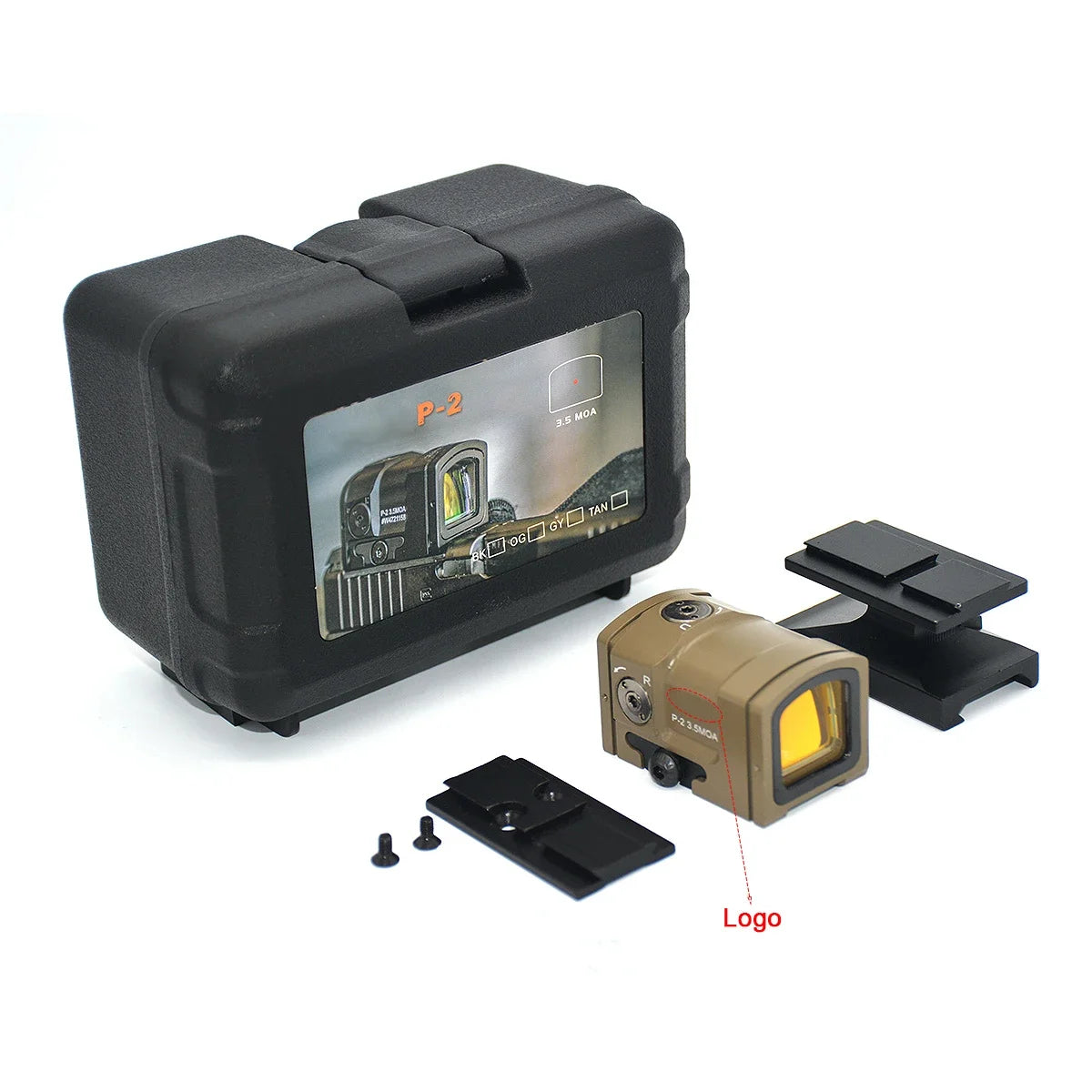 Lunette de visée tactique P-2 Red Dot 3,5 MOA avec montage haut 1,54" et fixation rail 20 mm — Pour pistolet Glock 17 MOS et carabine airsoft - BLACKBEARD OUTDOOR INDUSTRIES