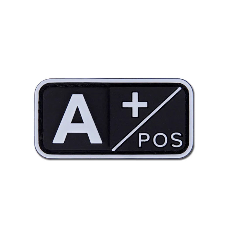 Patch Groupe Sanguin 3D PVC – A B AB O Rh + / - – Écusson Tactique Militaire Hook & Loop 5×2,5 cm - BLACKBEARD OUTDOOR INDUSTRIES