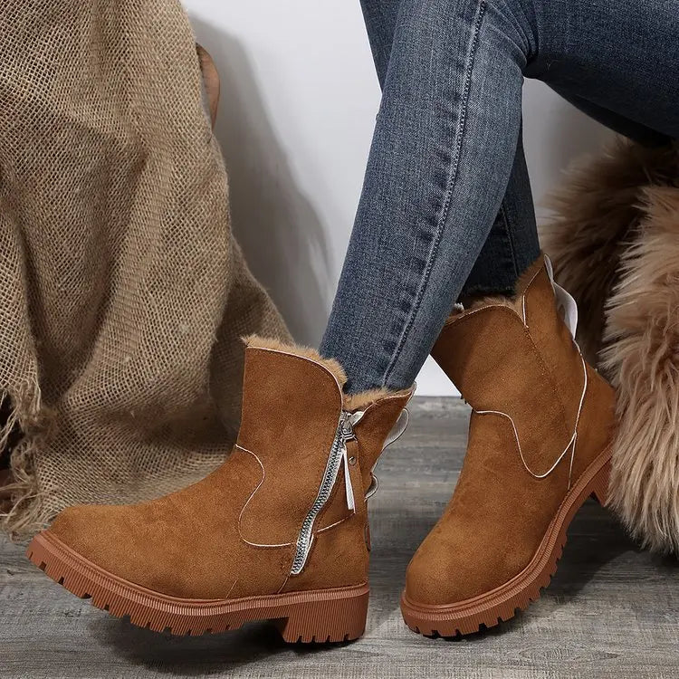 Bottes d'Hiver Femme 2024 - Bottes de Neige à Fourrure, Mi-Mollet, Imperméables et Chaudes, Bottes de Randonnée Extérieures pour Femme - BLACKBEARD OUTDOOR INDUSTRIES