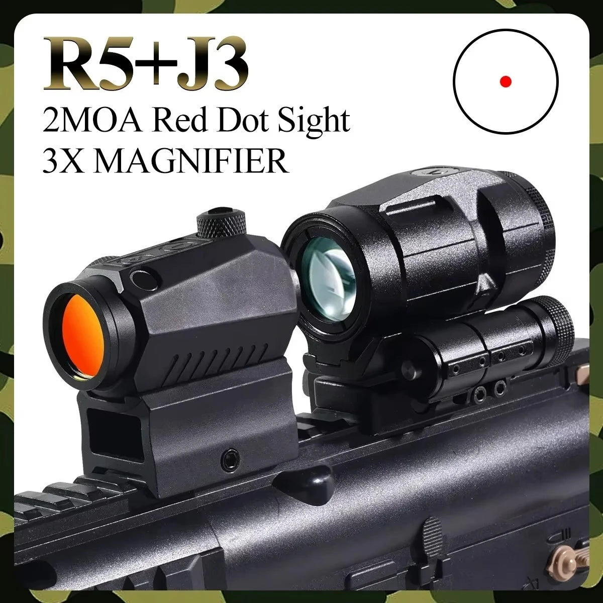 Lunette de Visée Combo Red Dot R5 + Magnifier J3 3X pour Rail 20 mm - BLACKBEARD OUTDOOR INDUSTRIES