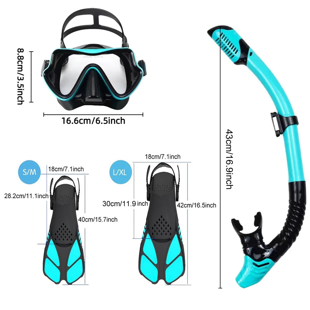 JoyMaySun Set Masque, Palmes et Tuba Adulte – Kit de Plongée Complet avec Sac de Transport - BLACKBEARD OUTDOOR INDUSTRIES