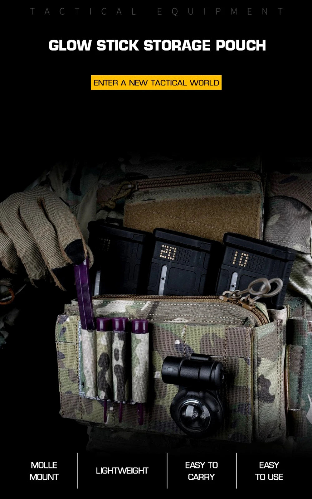 KOLINLOV Glow Sticks Pouch – Pochette de Rangement Tactique pour Bâtons Lumineux - BLACKBEARD OUTDOOR INDUSTRIES
