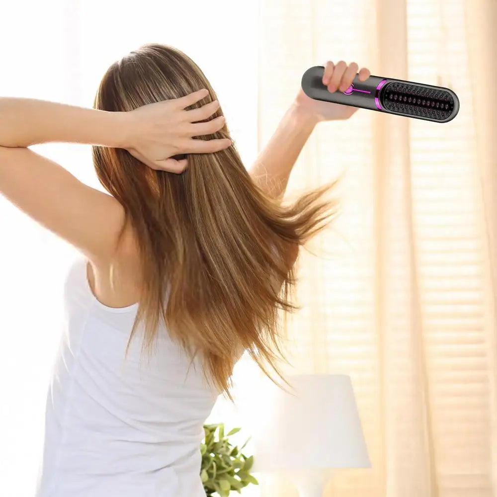 Brosse Lissante Sans Fil – Brosse Chauffante Anti-Frisottis Portable avec Batterie Rechargeable | Idéale pour Voyage & Maison - BLACKBEARD OUTDOOR INDUSTRIES