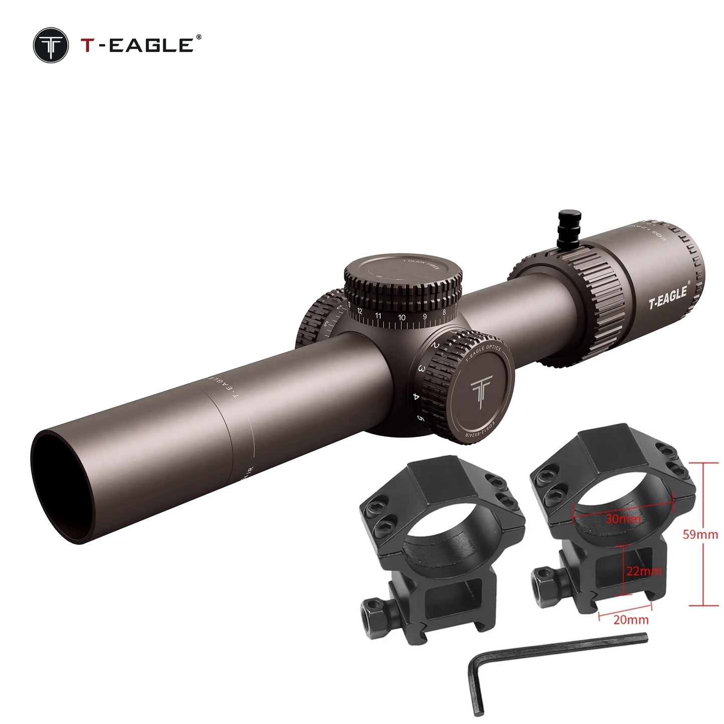 T-EAGLE EOS 1.2-6x24 IR - Lunette de Précision Tactique pour Fusil de Chasse avec Réticule Illuminé, Viseur Collimateur et Support Picatinny - BLACKBEARD OUTDOOR INDUSTRIES