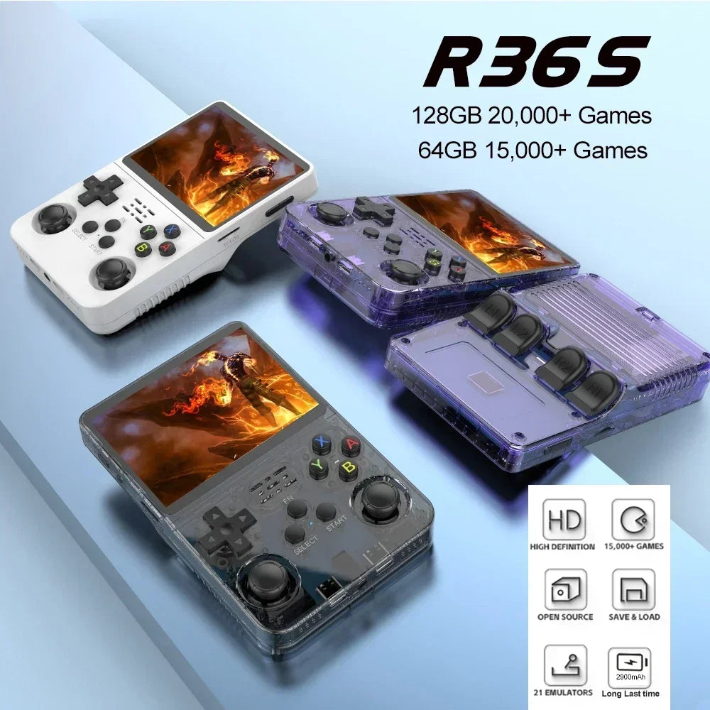 Console de Jeu Rétro Portable R36S – Écran IPS 3,5" – Système Linux – 64 Go / 128 Go – 15 000 Jeux Inclus - BLACKBEARD OUTDOOR INDUSTRIES