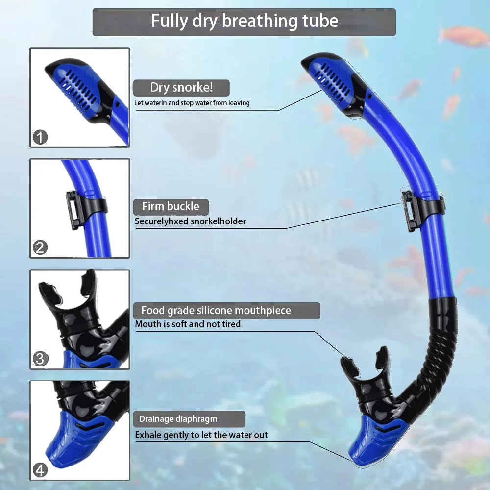 Set de Snorkeling 3-en-1 JoyMaySun – Masque Panoramique, Tuba Dry Top, Palmes Courtes et Sac de Transport - BLACKBEARD OUTDOOR INDUSTRIES