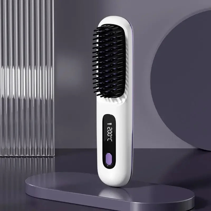 Peigne Lissant Électrique USB LCD avec Chauffage Céramique – Brosse Lissante Rechargeable Sans Fil avec Ions Négatifs - BLACKBEARD OUTDOOR INDUSTRIES