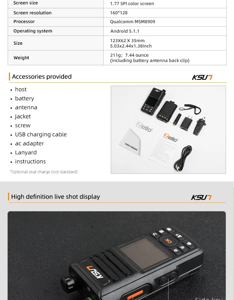 KSUT ZL18 Talkie-Walkie Professionnel 4G WiFi Zello POC — Communication Sans Limite - BLACKBEARD OUTDOOR INDUSTRIES