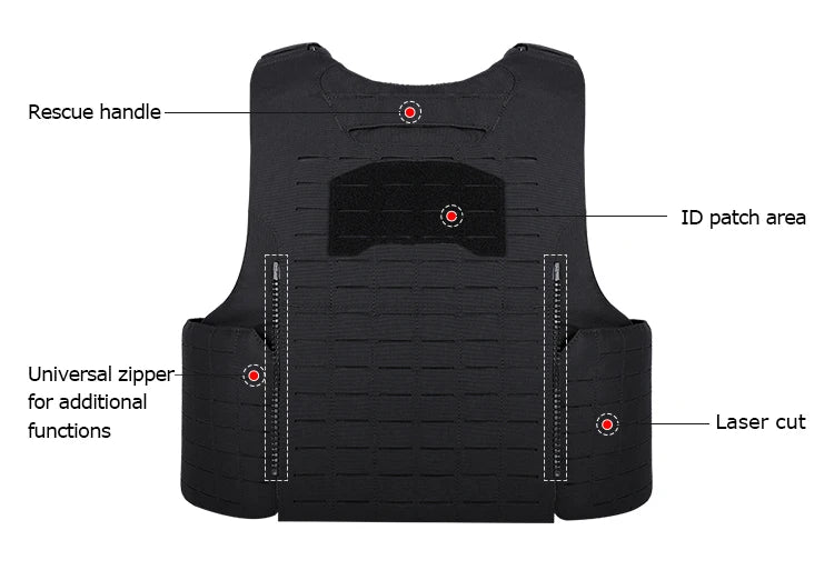 Gilet Tactique YAKEDA en Nylon – Gilet de Chasse avec Libération Rapide et Système PALS Découpé au Laser, Dos Extensible et Résistant à l'Usure BLACKBEARD OUTDOOR INDUSTRIES