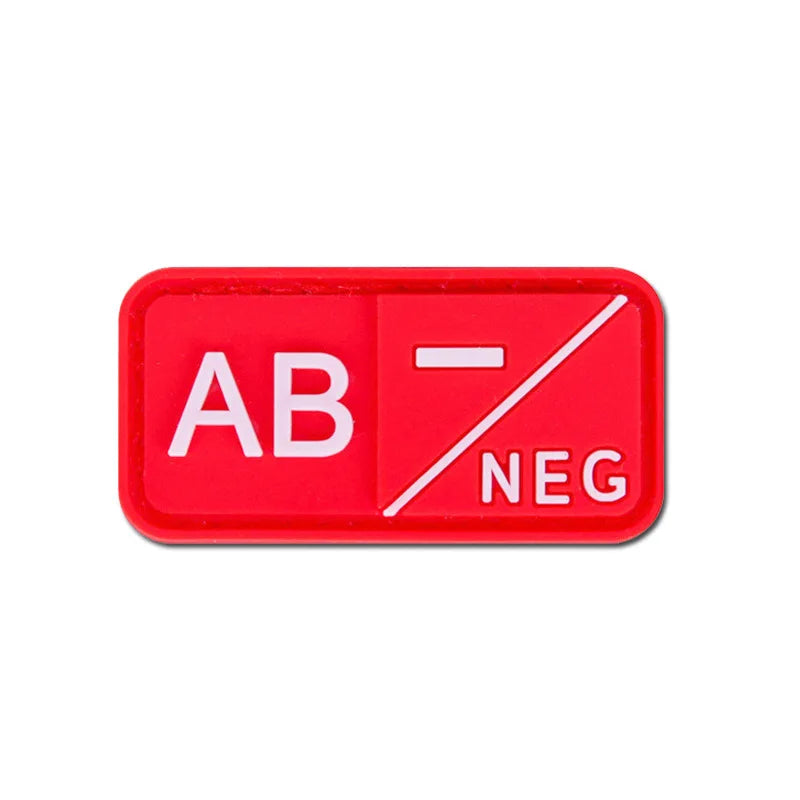 Patch Groupe Sanguin 3D PVC – A B AB O Rh + / - – Écusson Tactique Militaire Hook & Loop 5×2,5 cm - BLACKBEARD OUTDOOR INDUSTRIES