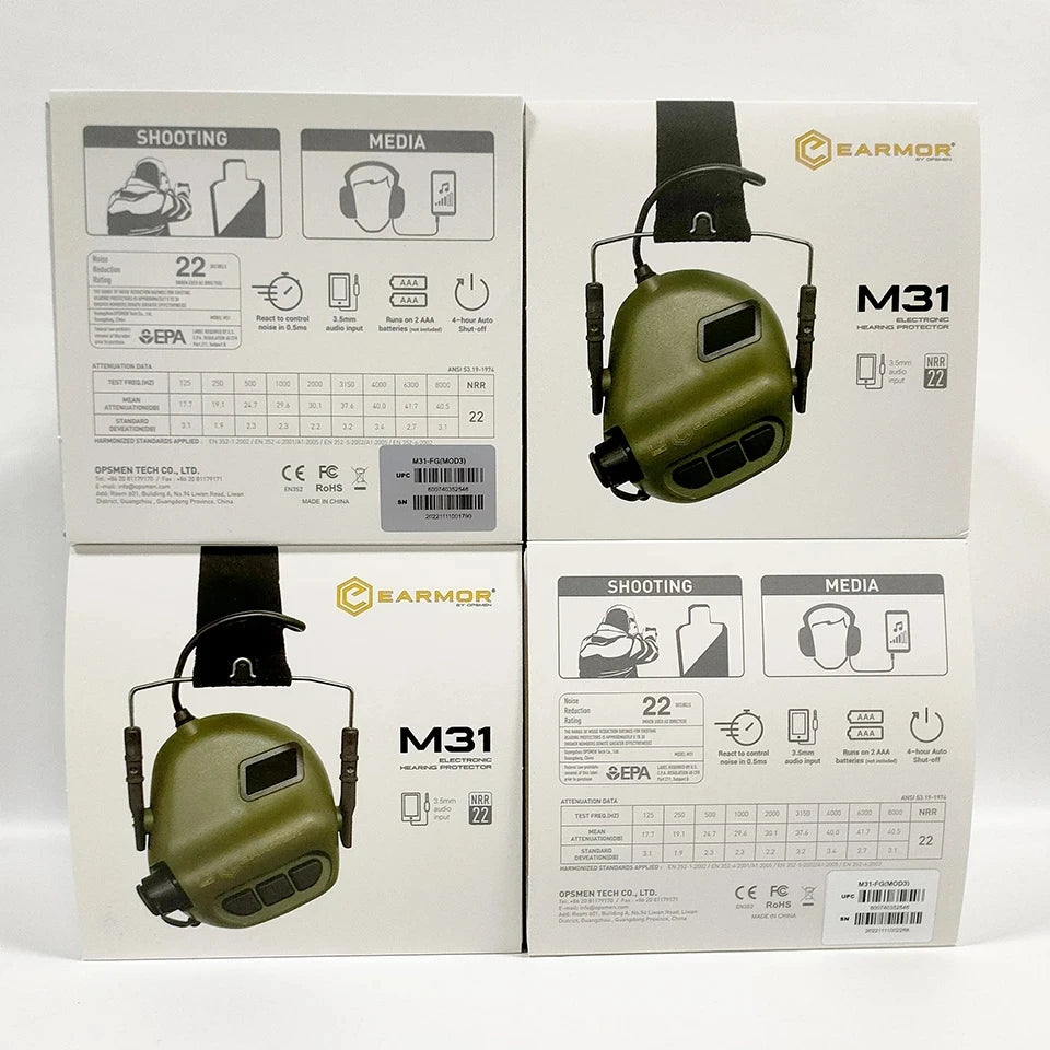 Earmor Original Tactical Headset M31 MOD4 - Casque de Protection Anti-Bruit Électronique pour Tir, Chasse et Environnement Bruyant BLACKBEARD OUTDOOR INDUSTRIES