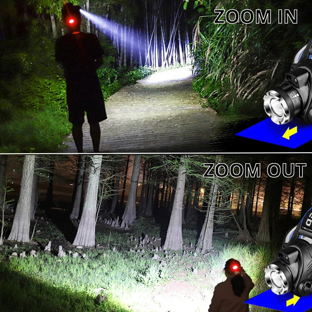 Lampe Frontale Heinast T6 – 50W LED Super Puissante, Zoom, Étanche, 3 Modes, Rechargeable 2x18650 (Batteries Optionnelles) Ma boutique