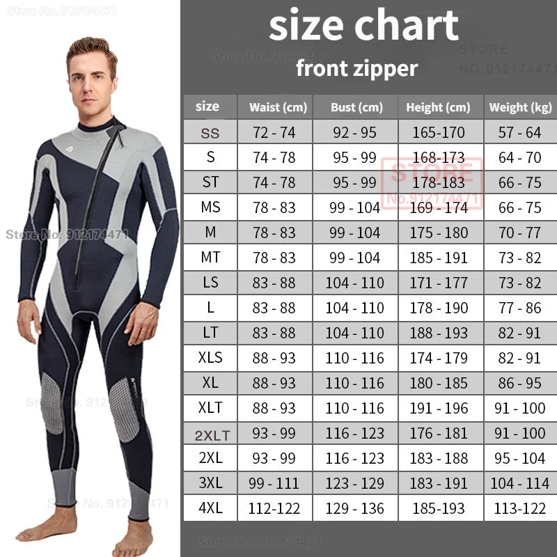 Combinaison de Plongée Homme 3MM Néoprène – Natation, Surf, Plongée, Snorkeling - BLACKBEARD OUTDOOR INDUSTRIES