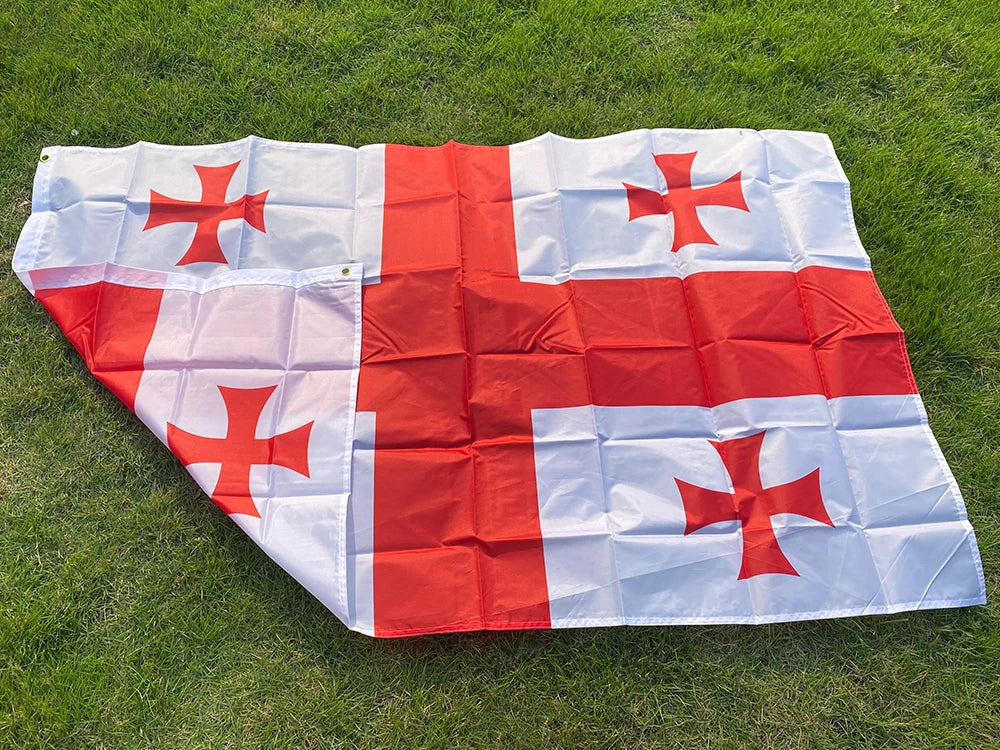 Drapeau de la Géorgie 90x150 cm – Bannière en Polyester Imprimée des Deux Côtés pour Décoration BLACKBEARD OUTDOOR INDUSTRIES