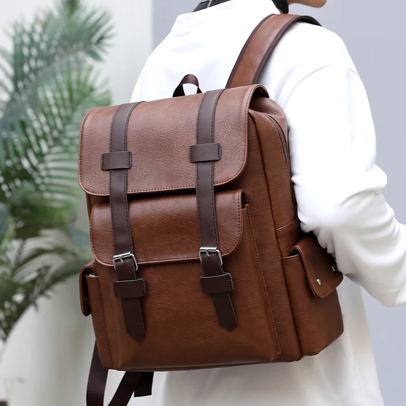 Sac à Dos Homme en Cuir PU – Élégant & Fonctionnel | Ordinateur Portable & École | 20–35L - BLACKBEARD OUTDOOR INDUSTRIES