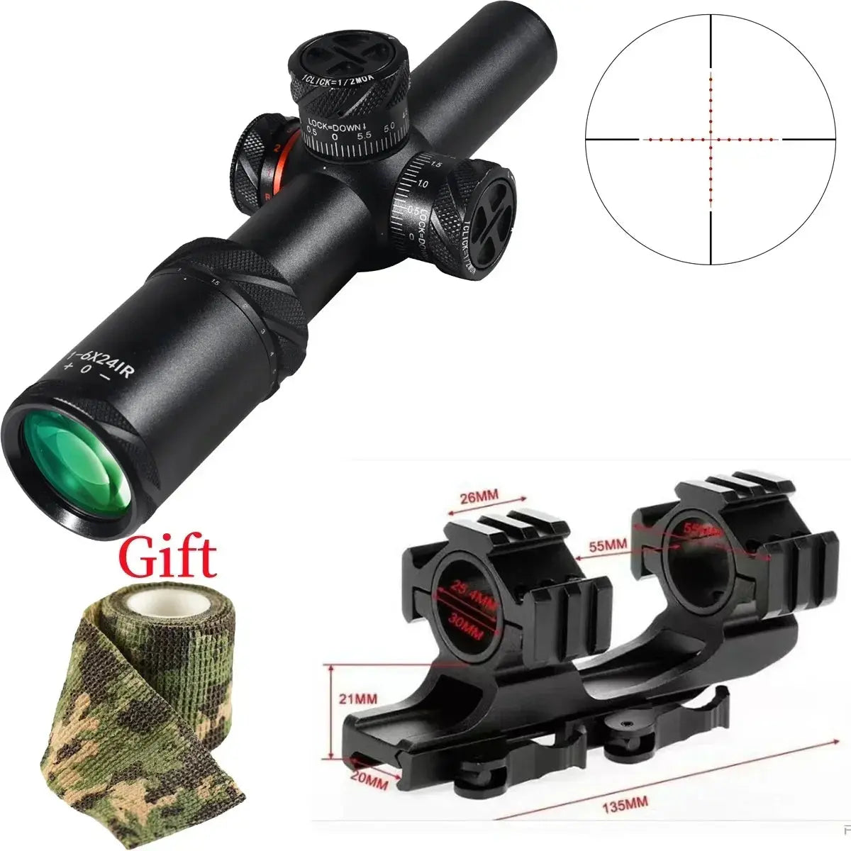 Viseur Tactique 1-6x24 IR pour Arbalète et Airsoft – Scope Compact SFP pour Fusil de Chasse et Tir de Précision, Rail 11/20 mm pour AR15 .223 Ma boutique