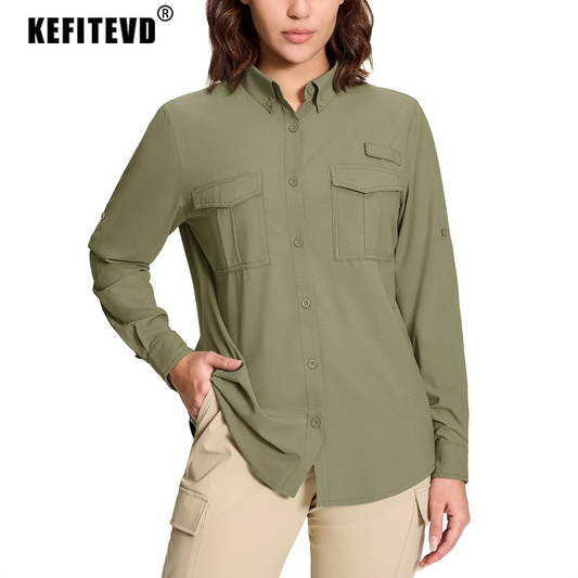 Chemise Femme de Randonnée KEFITEVD – Séchage Rapide, Respirante & Anti-UV – Manches Longues Modulables - BLACKBEARD OUTDOOR INDUSTRIES
