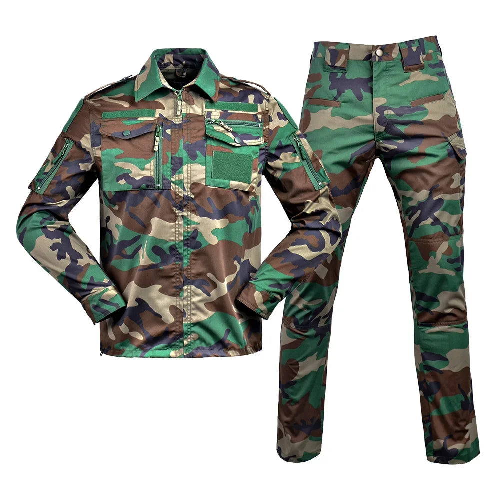 Set de Vêtements Tactiques BDU - Chemise et Pantalon Camouflage pour Entraînement en Plein Air, Randonnée, Chasse, Airsoft, Sniper, Combat, Ghillie Suit - BLACKBEARD OUTDOOR INDUSTRIES