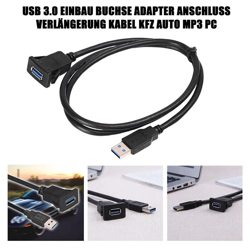 Câble USB 2.0 Encastrable pour Voiture / Camping-Car / Bateau – Montage Tableau de Bord (1 mètre) - BLACKBEARD OUTDOOR INDUSTRIES
