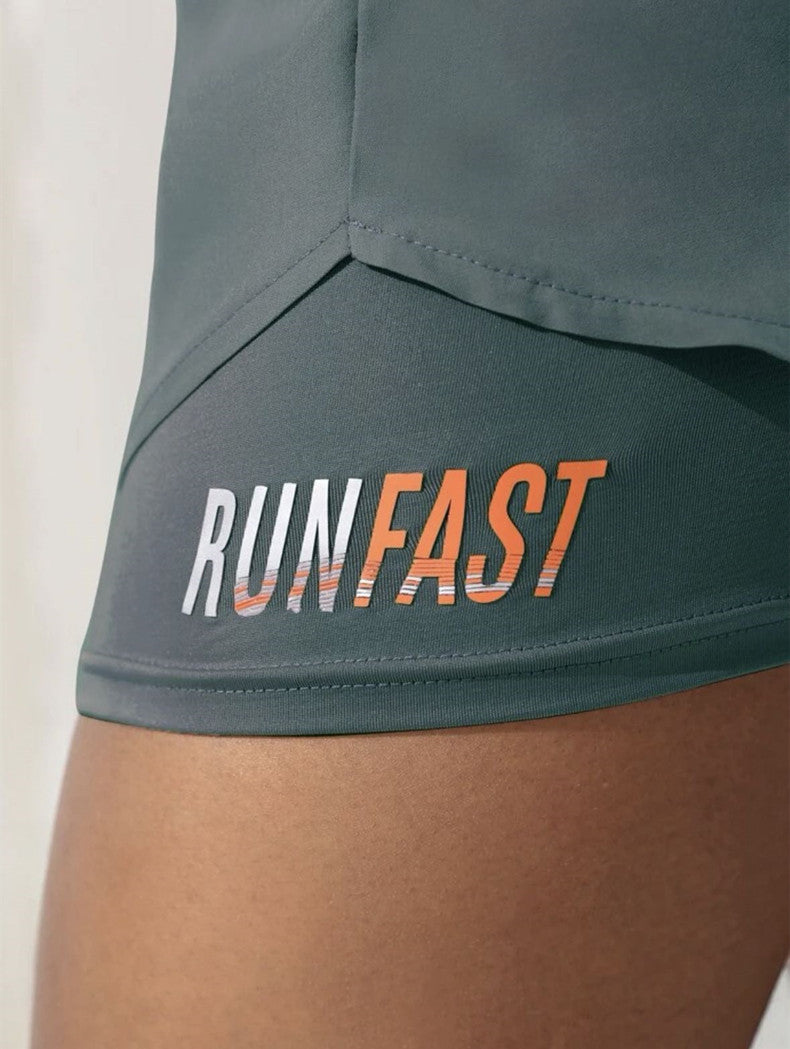 Short de Sport Femme 2-en-1 Mermaid Curve – Respirant, Séchage Rapide, Taille Cordon, Graphique Lettre - BLACKBEARD OUTDOOR INDUSTRIES