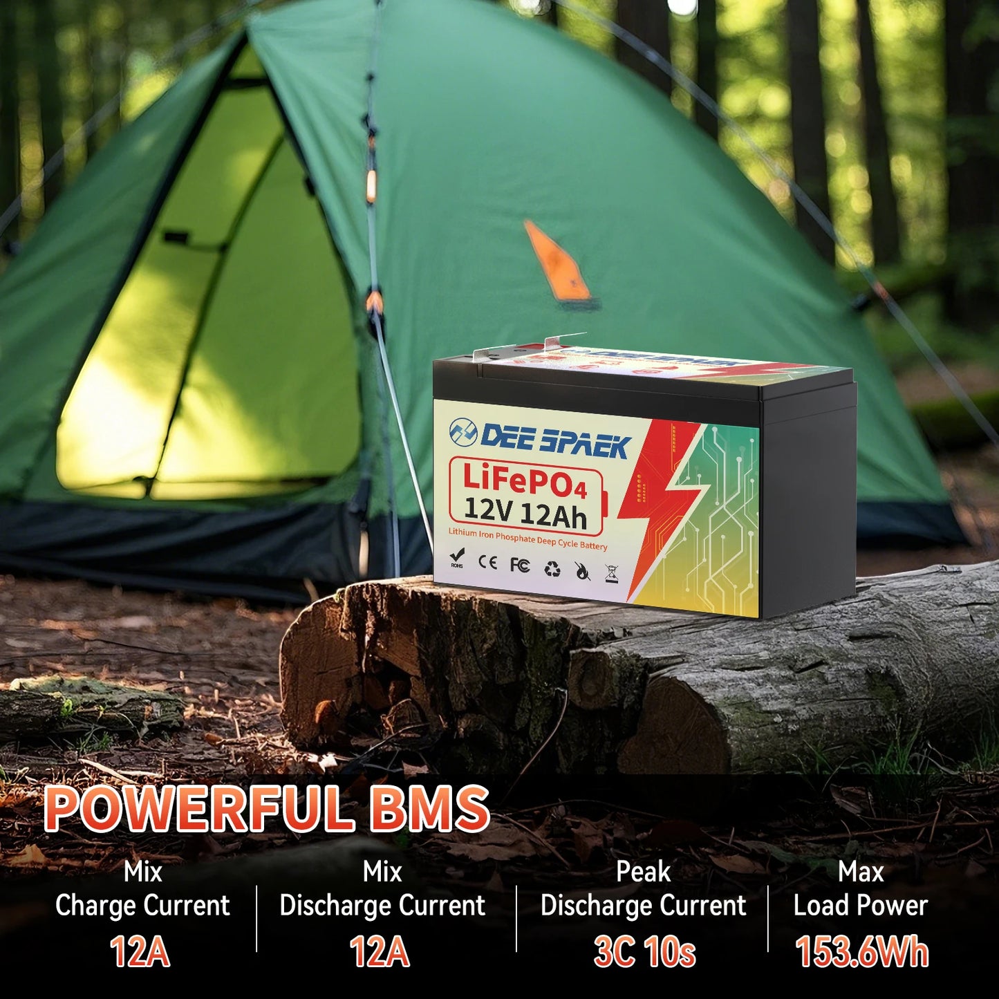 Batterie Lithium Fer Phosphate (LiFePO4) 12V 12Ah avec BMS - BLACKBEARD OUTDOOR INDUSTRIES