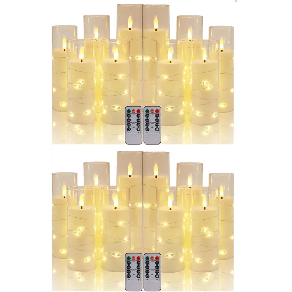 Set de 10/20 Bougies Sans Flamme avec Lumières LED en Fil de Câble et Télécommande - Bougies Pilier à Minuterie pour Décoration Intérieure - BLACKBEARD OUTDOOR INDUSTRIES