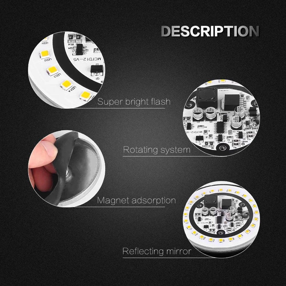 LED Feu Stroboscopique d'Urgence avec Base Magnétique - Lumière de Signalisation de Toit de Voiture (12V/24V) BLACKBEARD OUTDOOR INDUSTRIES
