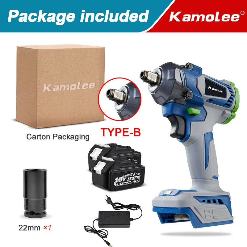 Clé à Chocs Électrique Brushless Kamolee 1000Nm – 1/2" | 4800RPM – Compatible Batterie Makita 18V - BLACKBEARD OUTDOOR INDUSTRIES