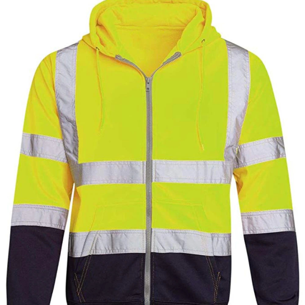 Sweat à Capuche Réfléchissant Haute Visibilité - Vêtement de Travail de Protection, Coloris Bloc, Fermeture Éclair - BLACKBEARD OUTDOOR INDUSTRIES