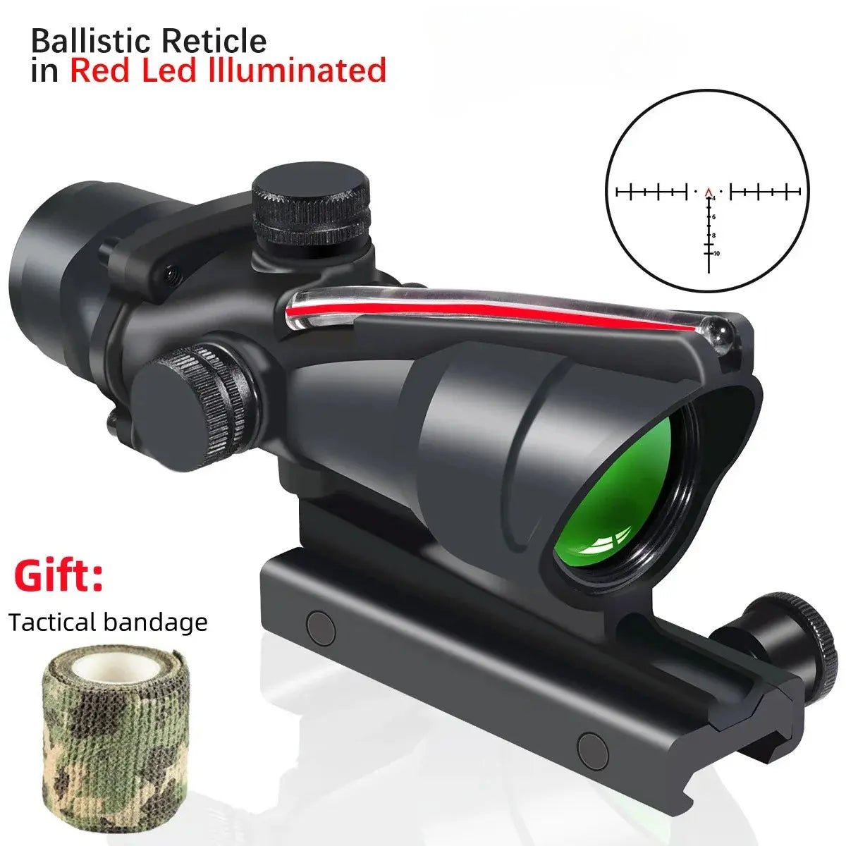 Lunette de Tir 4x32 avec Point Rouge – Optique à Fibre Réelle, Réticule Éclairé Vert et Rouge pour Rail 20mm Ma boutique