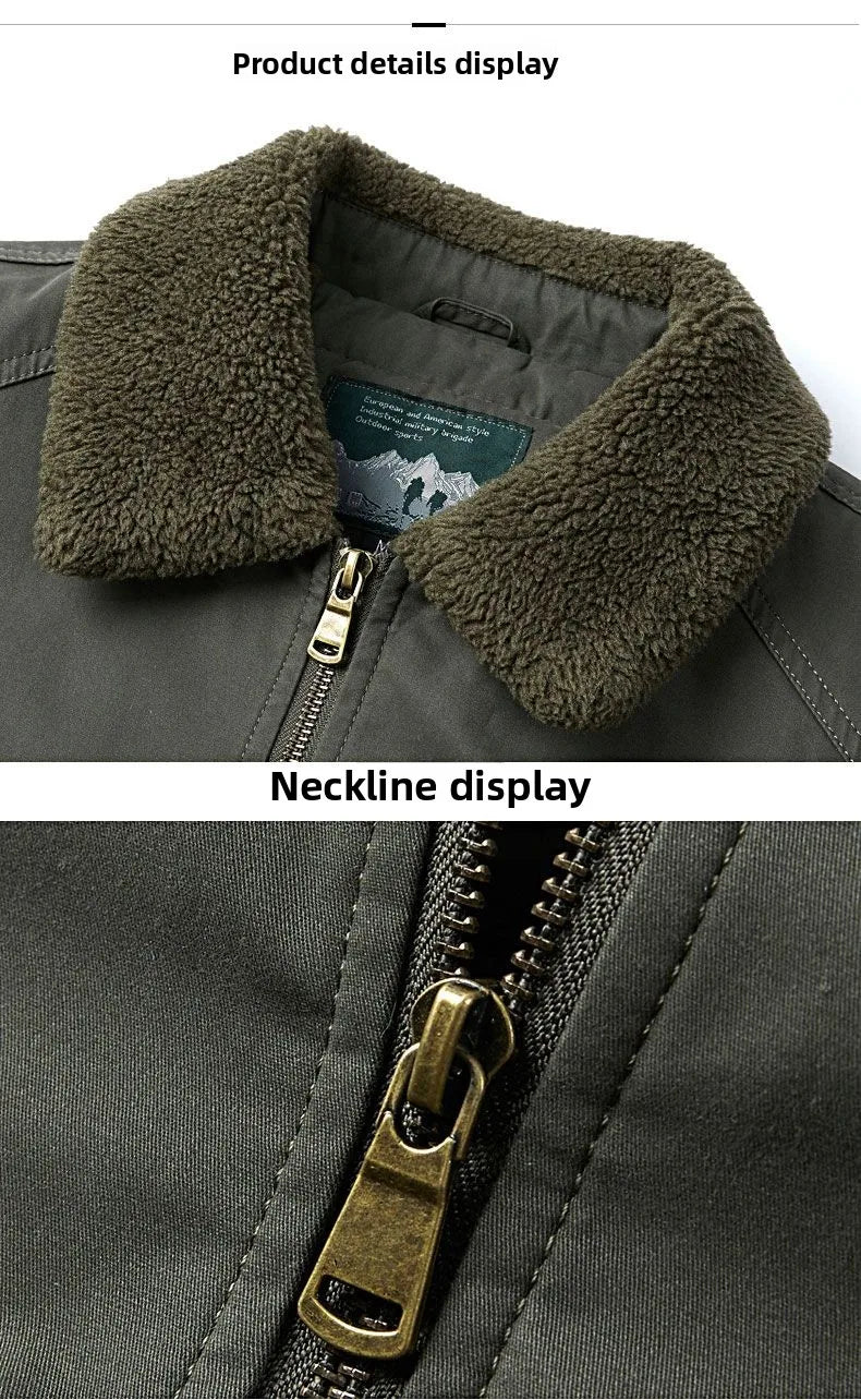 Autumn Winter Men's Cotton Thick Warm Fleece Jackets Stand Collar Fleece Lined Outdoor Workwear Warm Casual Style New Arrival BLACKBEARD OUTDOOR INDUSTRIES