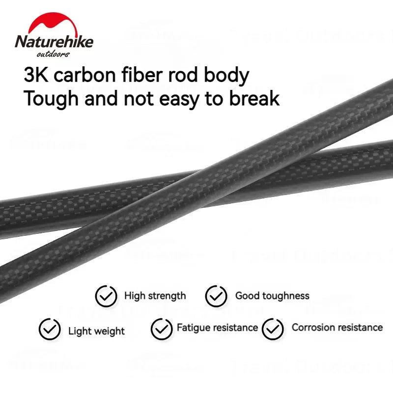 Naturehike Bâton de Randonnée 3 Sections – Fibre de Carbone 3K Ultraléger, Réglable, Pointe Tungstène – Modèle EXT1 - BLACKBEARD OUTDOOR INDUSTRIES