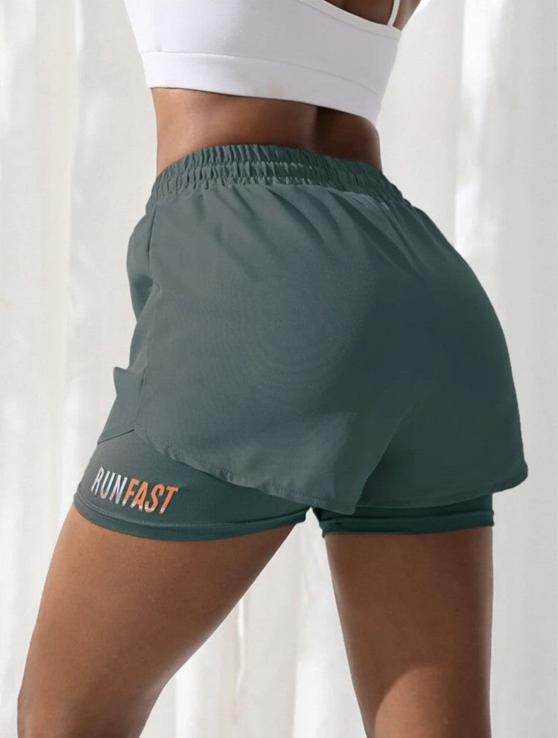 Short de Sport Femme 2-en-1 Mermaid Curve – Respirant, Séchage Rapide, Taille Cordon, Graphique Lettre - BLACKBEARD OUTDOOR INDUSTRIES