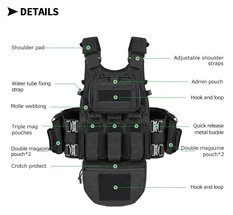 Gilet Tactique YAKEDA Camouflage Outdoor – Gilet de Formation Respirant et Résistant à l'Usure, Multifonction pour Combat CS et Entraînement BLACKBEARD OUTDOOR INDUSTRIES