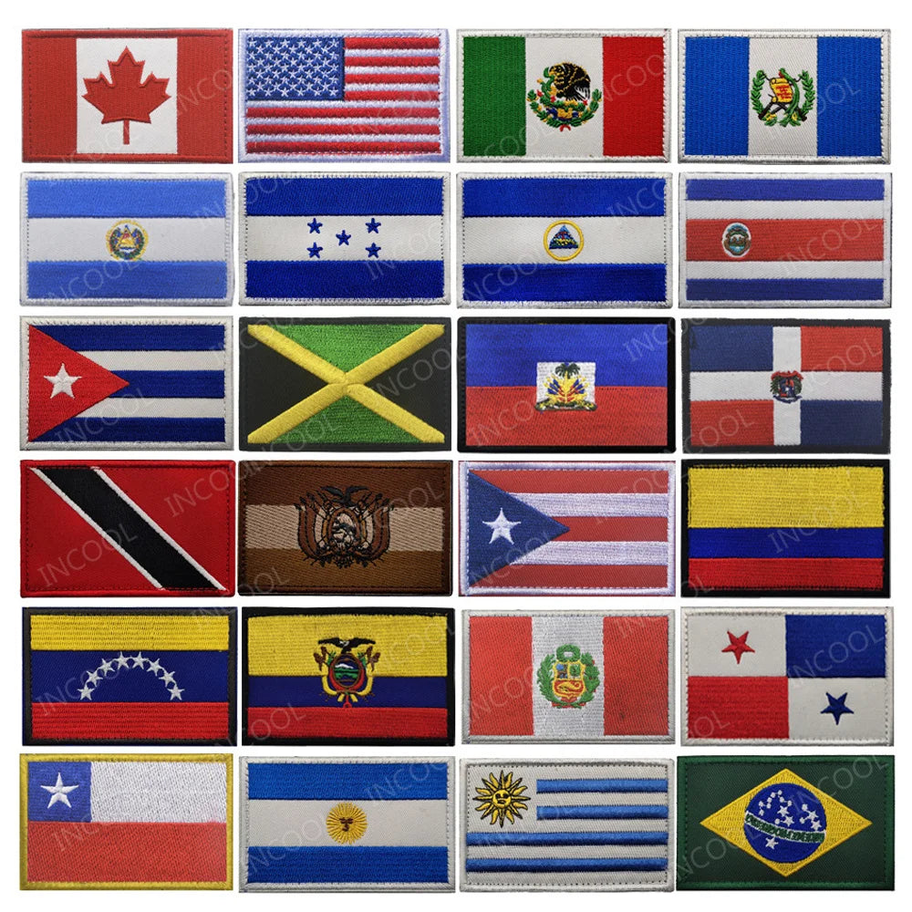 Patch Drapeaux Brodés Amérique et Caraïbes – 8×5 cm avec Velcro - BLACKBEARD OUTDOOR INDUSTRIES
