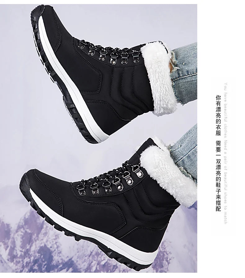 Bottes de Neige Femme Hiver 2024 – Sneakers Chaudes à Fourrure, Semelle Épaisse, Imperméables – Bottines Mi-mollet Outdoor - BLACKBEARD OUTDOOR INDUSTRIES