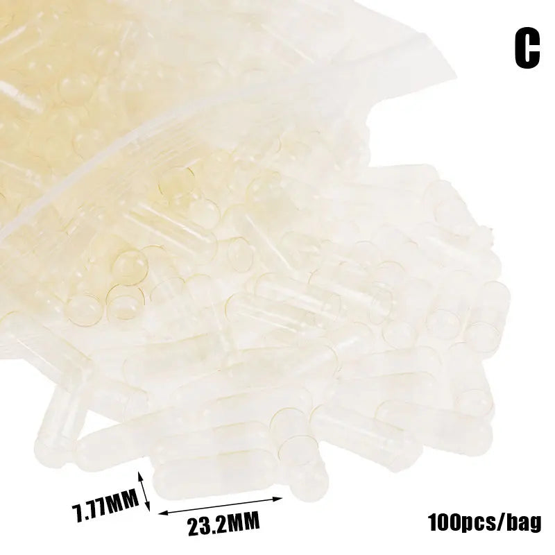 100PCS Capsules Vides en Gélatine Transparente - Taille Standard 00#, 0#, 1# Ma boutique