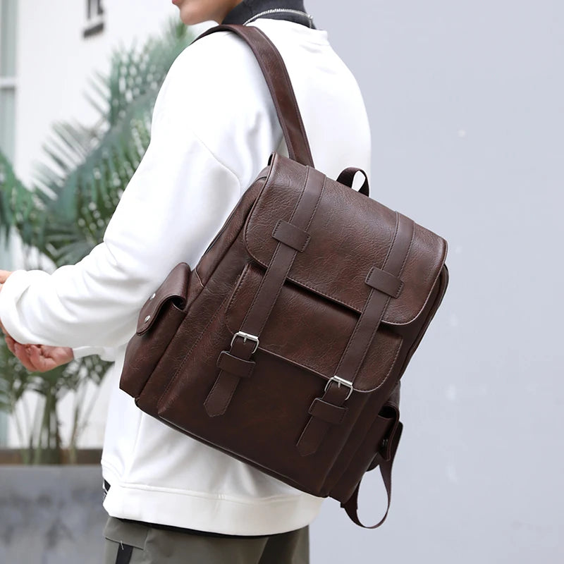 Sac à Dos Homme en Cuir PU – Élégant & Fonctionnel | Ordinateur Portable & École | 20–35L - BLACKBEARD OUTDOOR INDUSTRIES